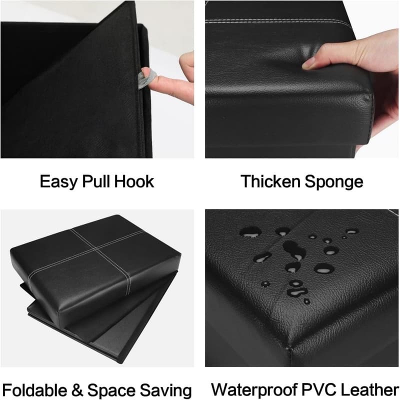 2pc Ottoman Folding Storage Ottoman