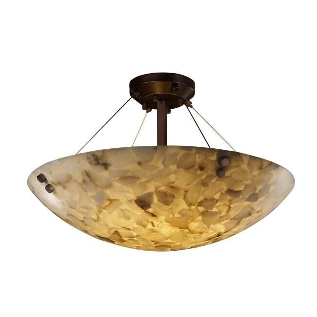 Justice Design Alabaster Rocks Finials 6-light Dark Bronze Round Bowl Semi-flush - Dark Bronze