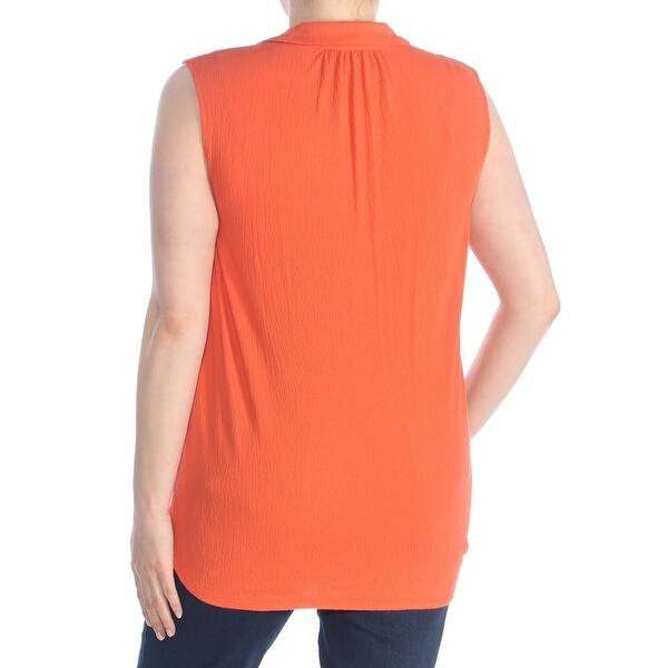 Shop Lucky Brand Womens Orange Sleeveless Collared Button Up Wear