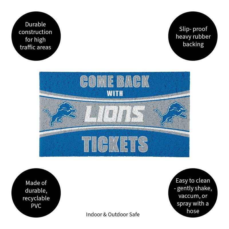 Detroit Lions 28 in. x 16 in. PVC "Come Back With Tickets" Trapper Door Mat