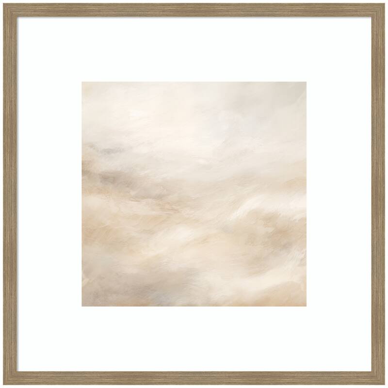 Kate and Laurel Tonal Textural White and Beige Neutrals by The Creative Bunch Studio Framed Wall Art Print - 34 x 34 - Brown