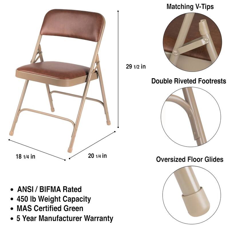 4 Pack Hampden Furnishings Bernadine Collection Vinyl Padded Folding Chair