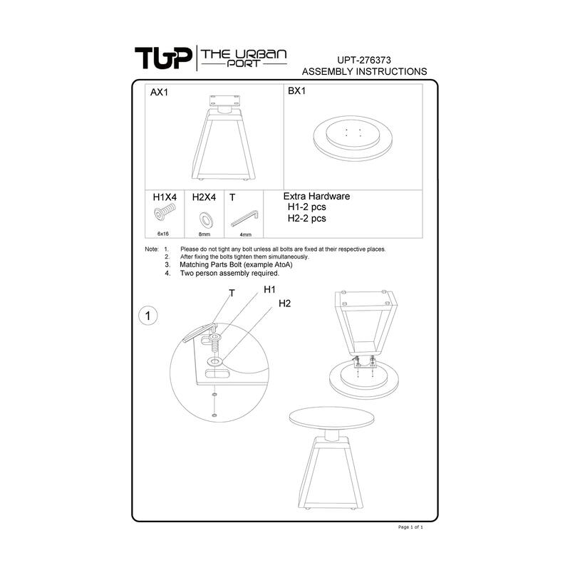Port Blair Side End Table, Round White Genuine Marble Top with Handcrafted Mango Wood 16.5 Inch
