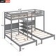 preview thumbnail 5 of 16, Pine Wood Bunk Bed, 4-Shelf Storage, Built-in Ladder, 3 Beds in 1
