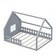 preview thumbnail 8 of 31, Wood Playful Design Full Size House Bed Kids Bed with LED,Window and Fence