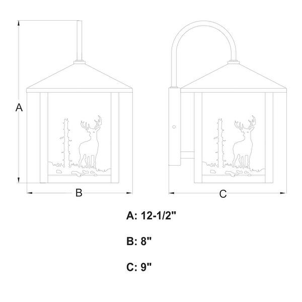VAXCEL Yosemite 12.5 in. H 1-Light Burnished Bronze Rustic Tree Outdoor Wall Sconce, Steel, White Tiffany Glass Shade