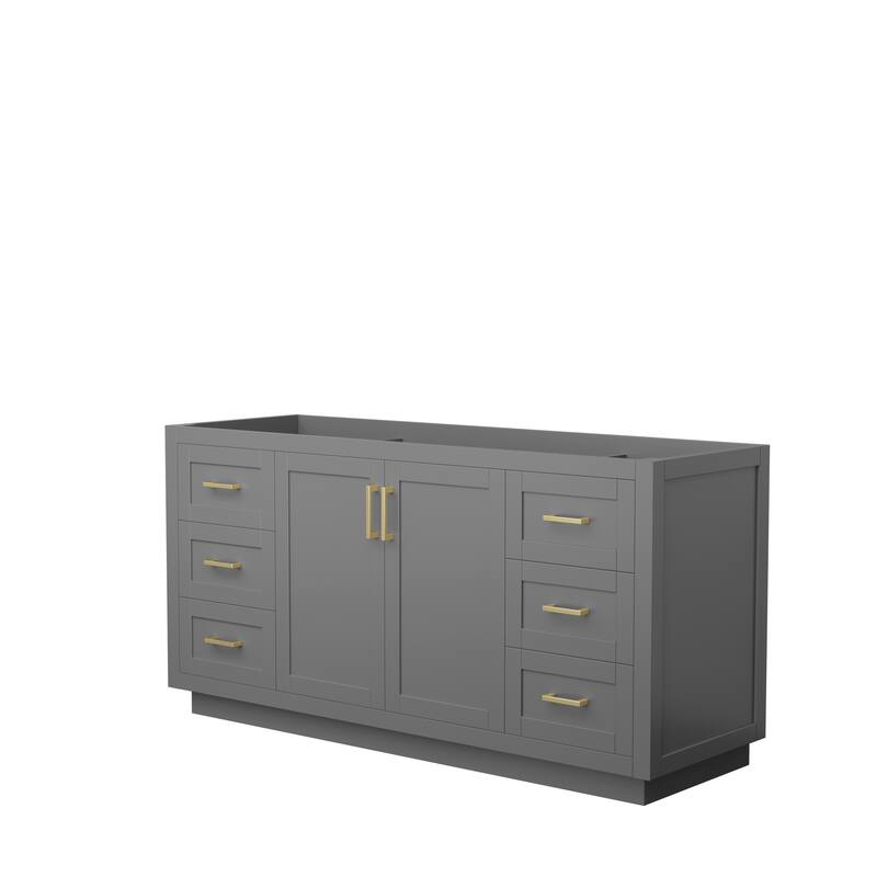 Miranda Single Bathroom Vanity Cabinet, No Mirror - 66-Inch Single - Dark Gray, Brushed Gold Trim, No Top