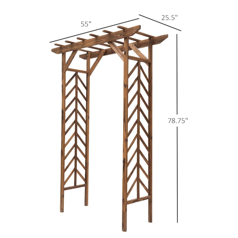 Wooden Garden Arbor Arch Trellis with Pergola Style Roof