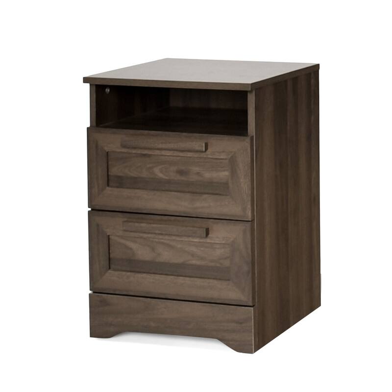 Dark Brown 2 Drawer 15.95 in. W Nightstand with Sturdy Hardware and Ample Storage