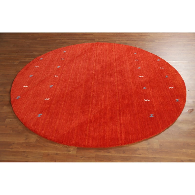 Hand Knotted Oriental 100% Wool Carpet Tribal Animal Pictorial Oranges & Rust Gabbeh Area Rug - 6' 6'' X 6' 6''