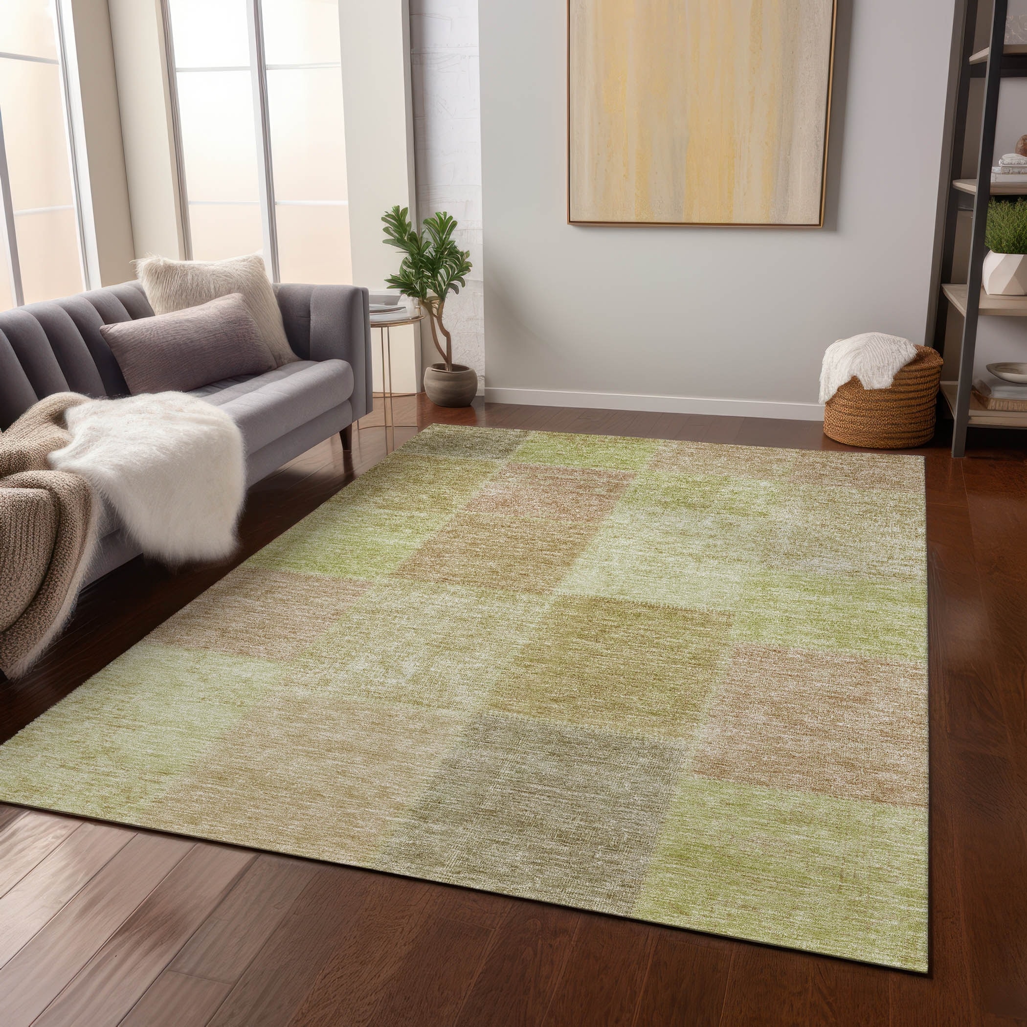 Machine Washable Indoor/ Outdoor Chantille Vintage Patchwork Rug
