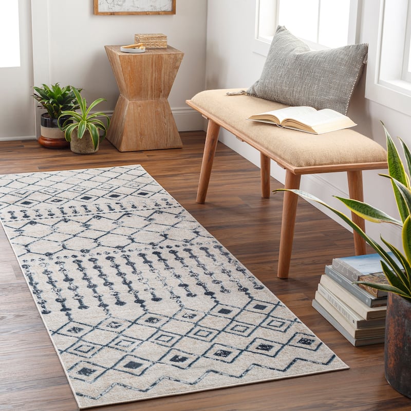 Livabliss Quince Bohemian Machine Washable Area Rug - Ink Blue - 2'7" x 7'3" Runner