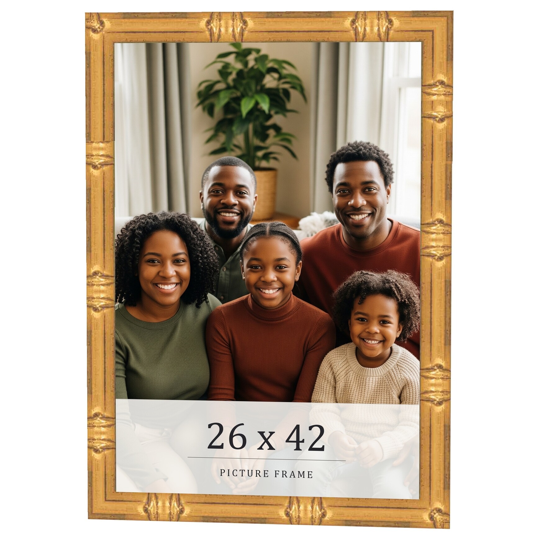 26x42 Frame Gold Bamboo Solid Wood Picture Frame | 1 Inch Moulding