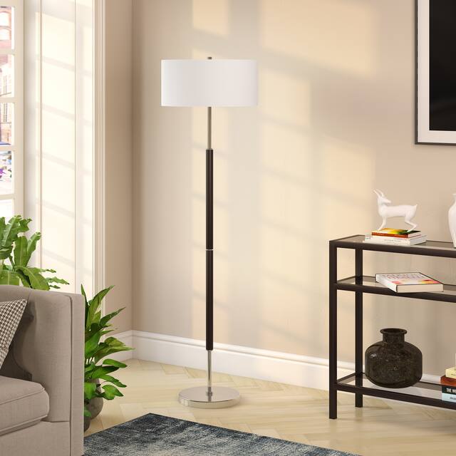 Silver Orchid Gotho Pedestal Contemporary Floor Lamp - Black and Polished Nickel