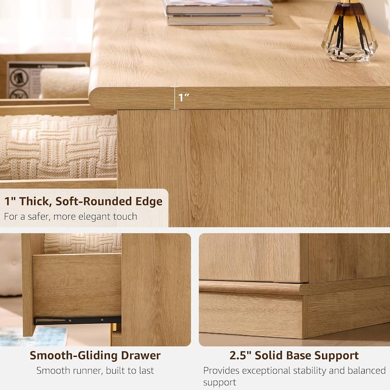 Modern Arched 9 Drawers Dresser, Wood Chest of Drawers for Living Room