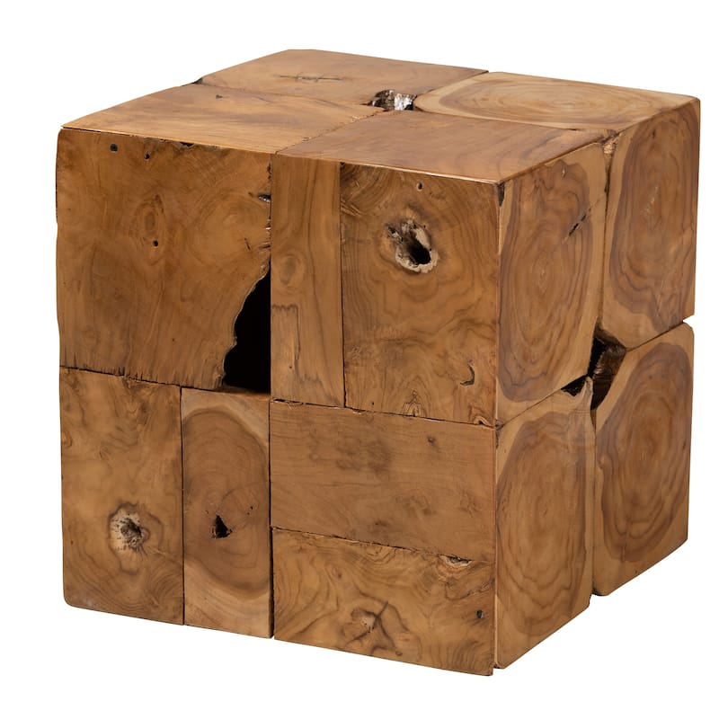 Eldora Rustic Transitional Natural Brown Teak Root End Table - Natural Brown