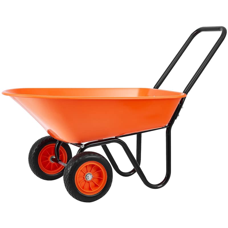 Orange Dual-Wheel Garden Cart 397lbs Dump Wheelbarrow PU Tire 10" - 36.22 x 24.8 x 10.24 in