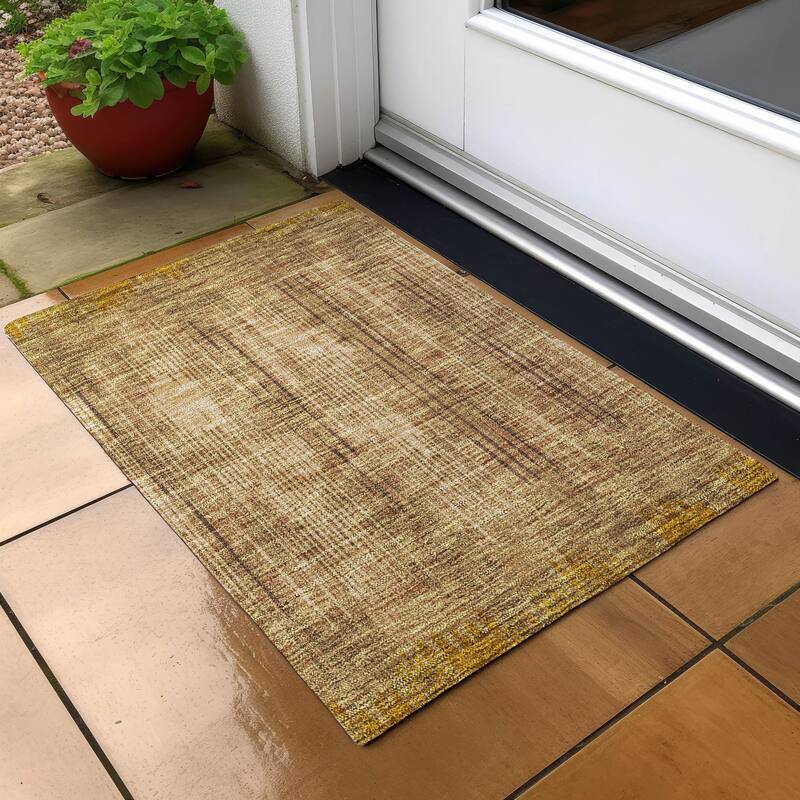 Machine Washable Indoor/ Outdoor Chantille Abstract Ombre Rug - Copper - 1'8" x 2'6"