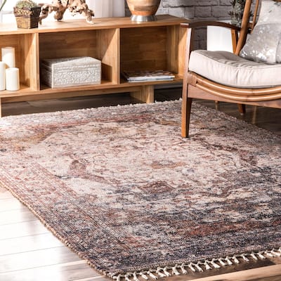 Nuloom Multi Handmade Traditional Boho Rustic Chic Medallion Tassel Frame Area Rug