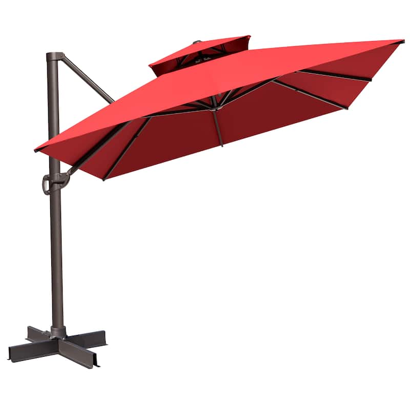 VredHom Outdoor 10x13 Ft Patio Dual Wind Vent Offset Cantilever Umbrella