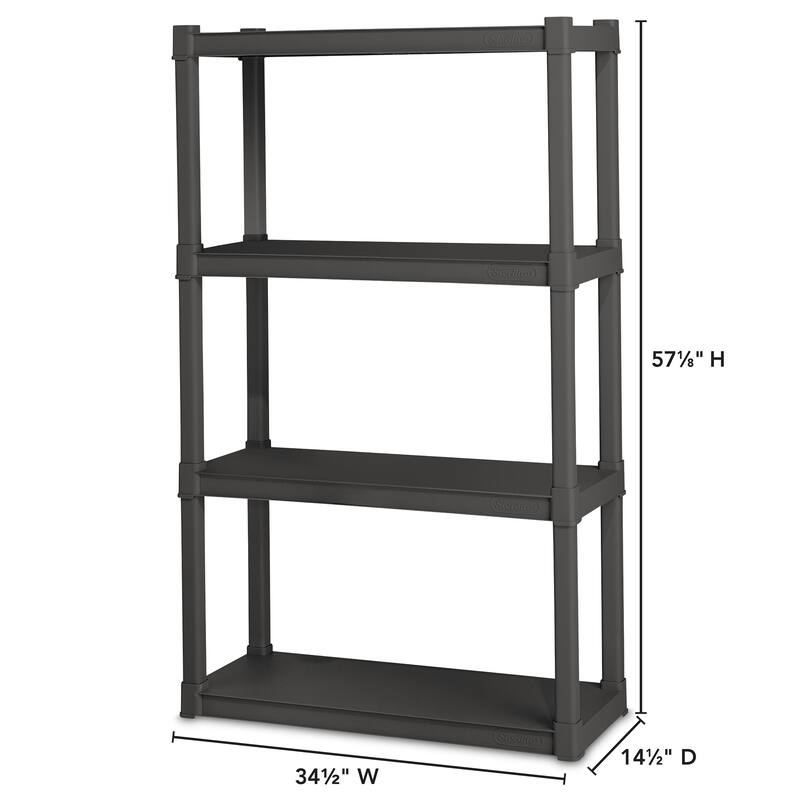 Sterilite Plastic Shelf Storage Organizing Unit with 4 Shelves, Gray, 3 Pack - 3-Pack