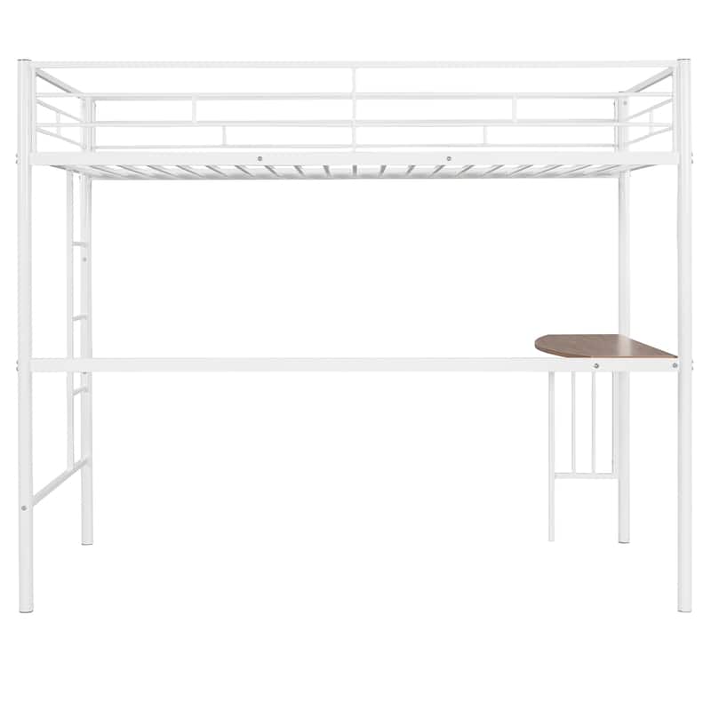 Twin over Full Metal Bunk Bed with Desk, Ladder, and Quality Slats