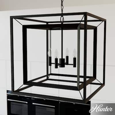 Hunter 24" Doherty 4-Light Chandelier - Kitchen Island, Dining Room, Entry - Industrial, Contemporary, Caged