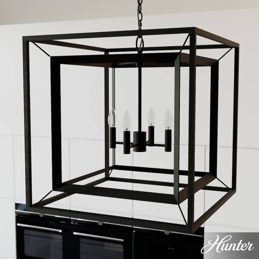 Hunter 24" Doherty 4-Light Chandelier - Kitchen Island, Dining Room, Entry - Industrial, Contemporary, Caged