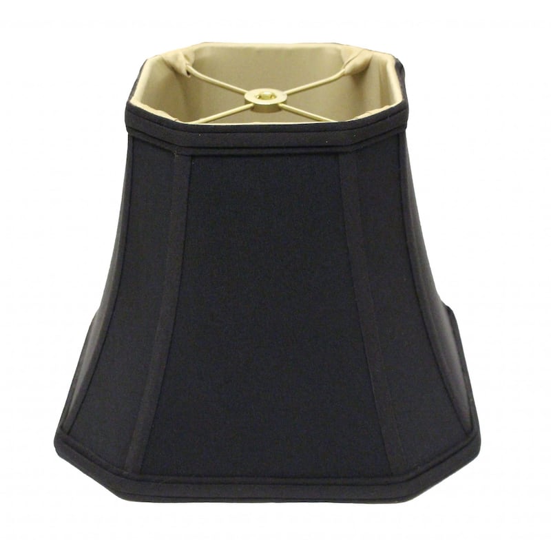 HomeRoots 14" Black with Bronze Lining Slanted Square Bell No Slub Lampshade - 14