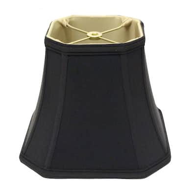HomeRoots 14" Black with Bronze Lining Slanted Square Bell No Slub Lampshade - 14