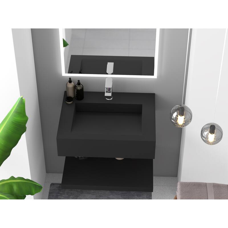 Pyramid Solid Surface Wall-Mounted Bathroom Sink