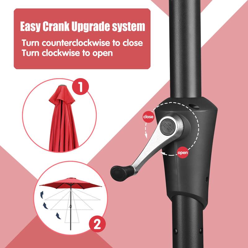 Ainfox 9ft Outdoor Patio Umbrella Multi-color Crank Lift Without Base
