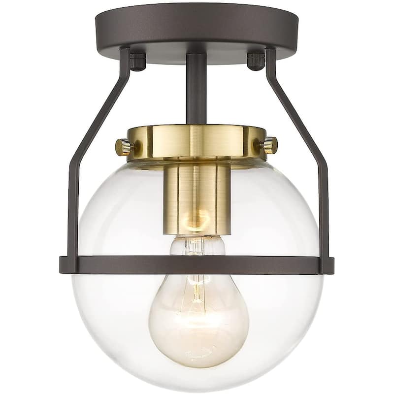 Semi Flush Mount Ceiling Light with Clear Globe Glass Shade