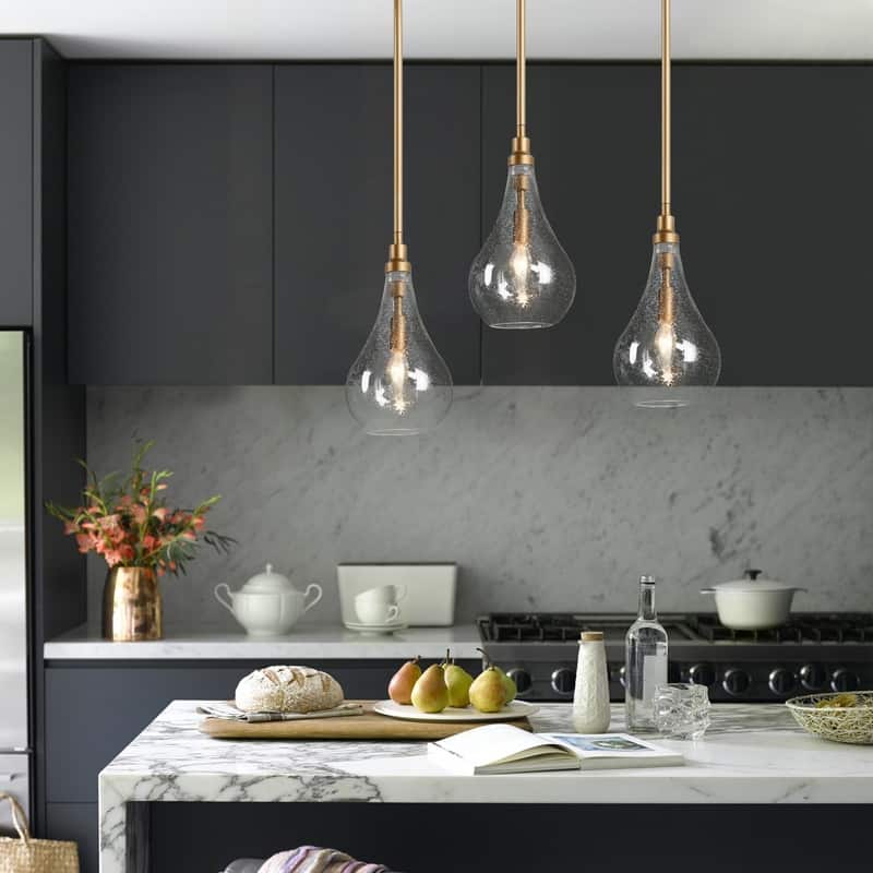 Marro Modern Farmhouse Mini Pendant Seeded Glass Teardrop Islands Lights Kitchen Dining Room