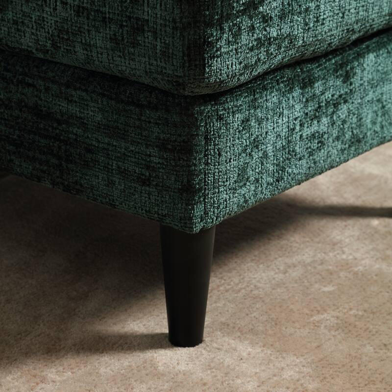 Modular Sectional Sofa with Storage Ottoman, Comfy Chenille Fabric Sofa, 3-Seater Sofa with Side Pockets & 2 Cup Holders