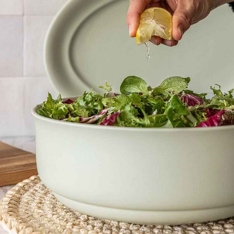 over&back Rimmed Semi-Matte Stoneware Serving Bowl