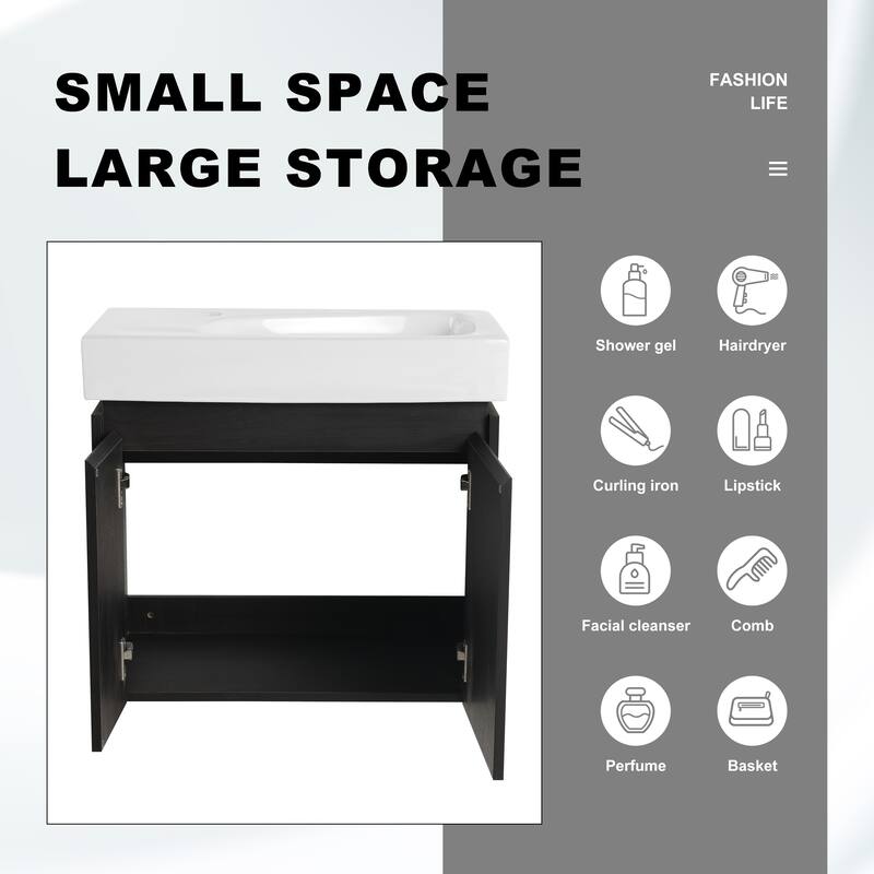 BNK 16"/20"/24"/30"/36" Single Sink Bathroom Vanity with Soft Close Door and Shelf