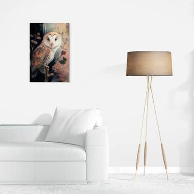 Wynwood Studio Canvas Animals Myst Owl Pink and Light Pink Traditional Wall Art Canvas Print - Pink, White