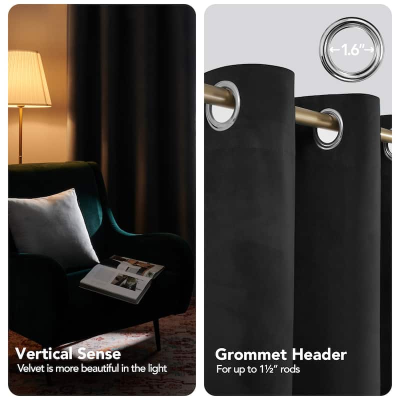 Deconovo Velvet Blackout Curtains, 2 Panels, Thermal Insulated