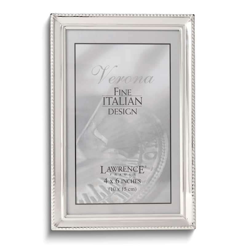 Curata Polished Silver-Plated 4x6 Frame - Bead Border Design