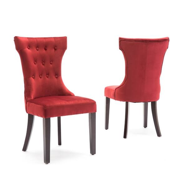 Shop Belleze Set Of 2pc Dining Chairs Red Side Armless W Wooden Legs Standard Overstock 21855345