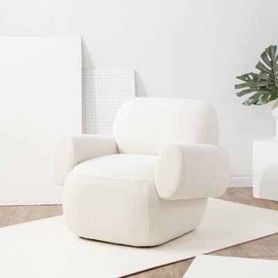 SAFAVIEH Couture Agustina Ivory Upholstered Accent Chair - 35" W x 32" D x 30" H - 35Wx32Dx30H