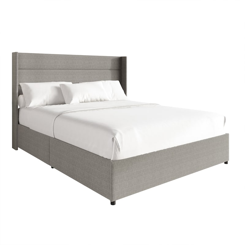 CraftPorch Modern Wingback Platform Lift Up Storage Bed