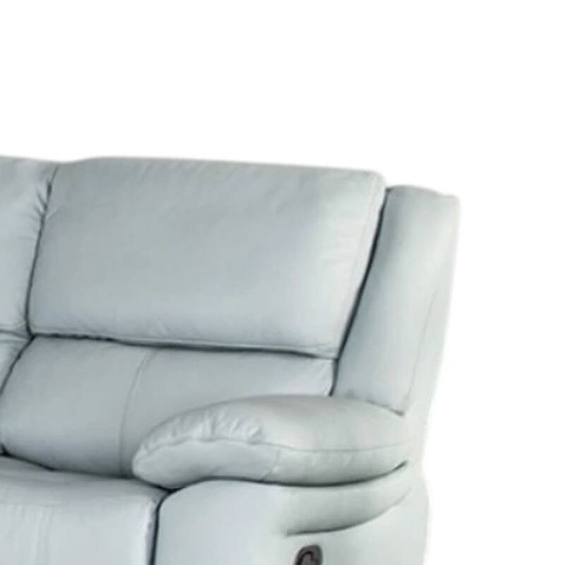 Larus Sofa, Manual Reclining Mechanism, Blue Faux Leather, 82 Inch