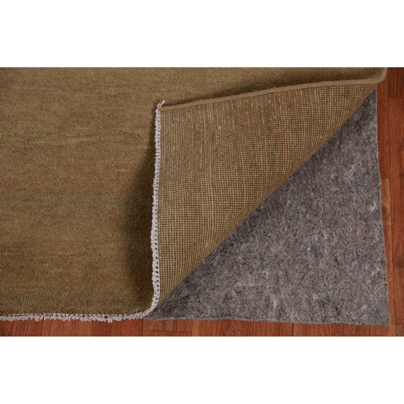 Hand Knotted Oriental 100% Wool Carpet Modern Solid Brown Gabbeh Area Rug - 9' 10'' X 5' 0''