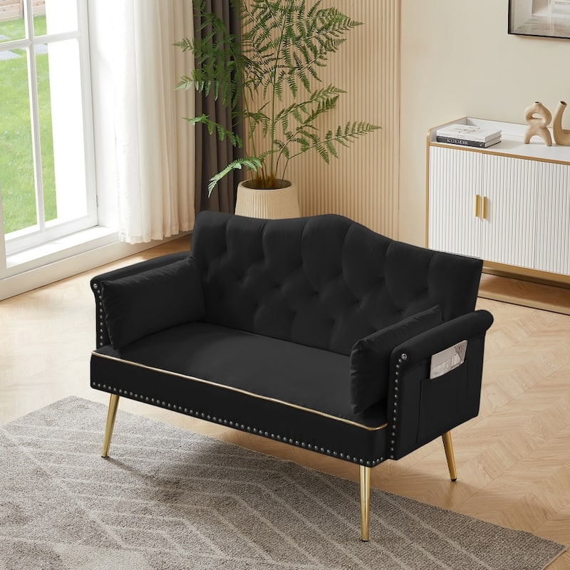 54.13" Velvet Loveseat Sofa with Wood Frame