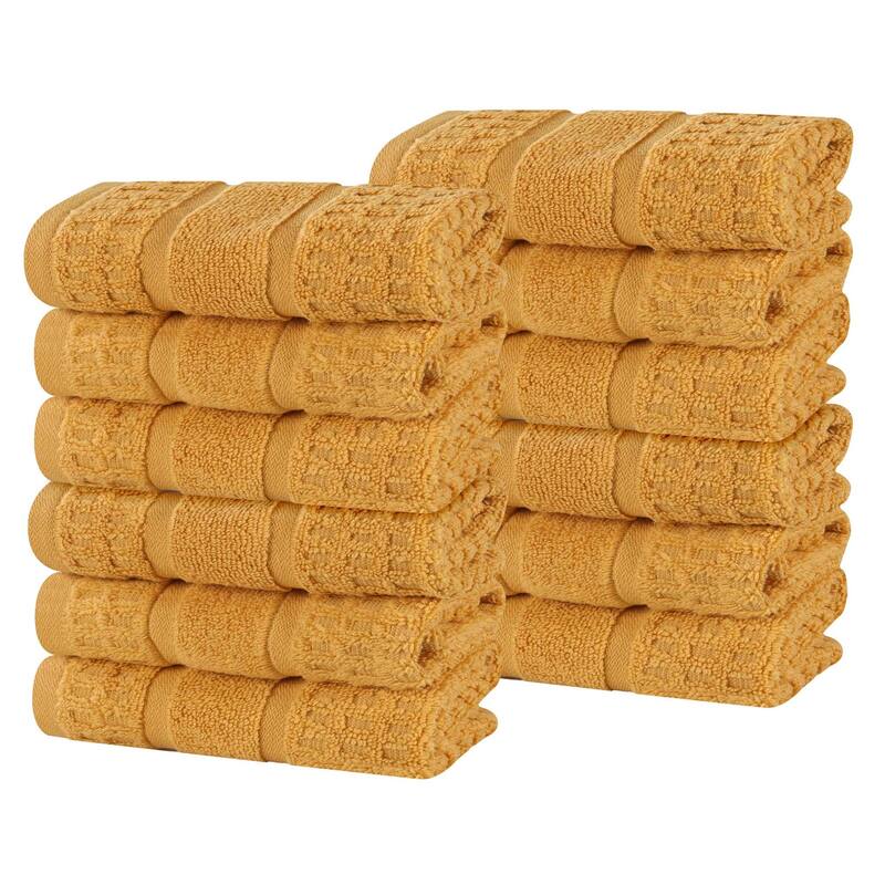 Superior Napa Zero Twist Cotton Waffle Face Towel Washcloth Set of 12