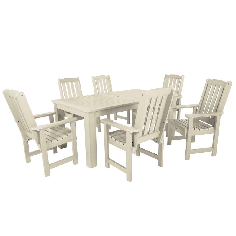 HIGHWOOD 7-Piece Outdoor Dining Set - 42" x 72" Table, Dining-height - Whitewash
