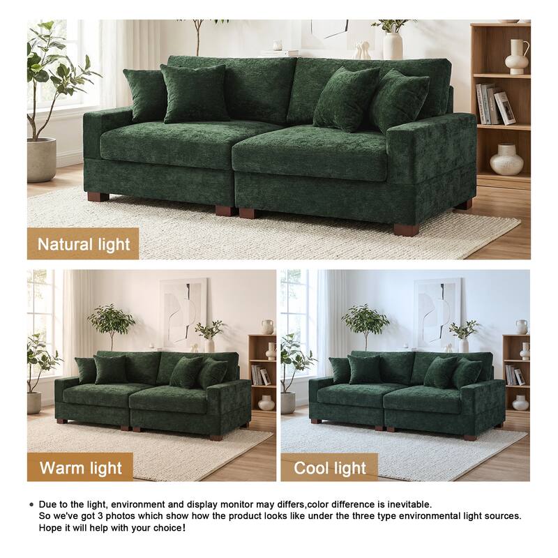 Oversized Chenille Modular Sectional Sofa With Deep Seat