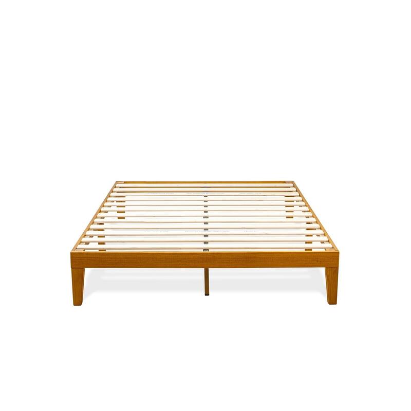 Queen Size Bed Frame - Oak Finish Wood Platform Bed with Legs - Easy Assembly
